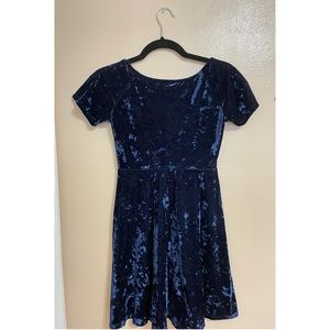 Velvet Navy Blue Mini Skater dress 
Babydoll style